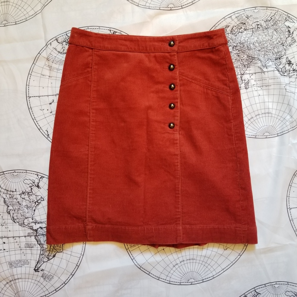 Cordoroy Skirt With Buttons Orange